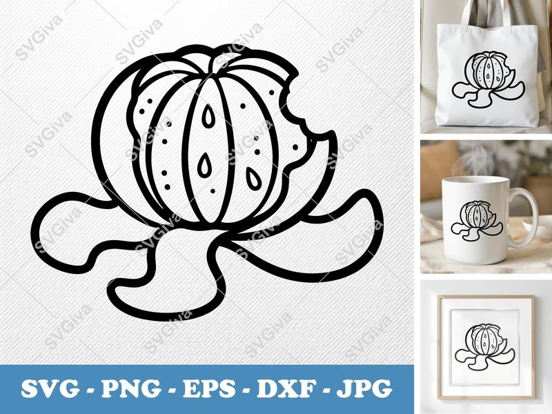 Tangerine SVG | Peeled Citrus Fruit Cut File | Modern Food PNG EPS DXF for Cricut & Silhouette, Digital Vector Art
