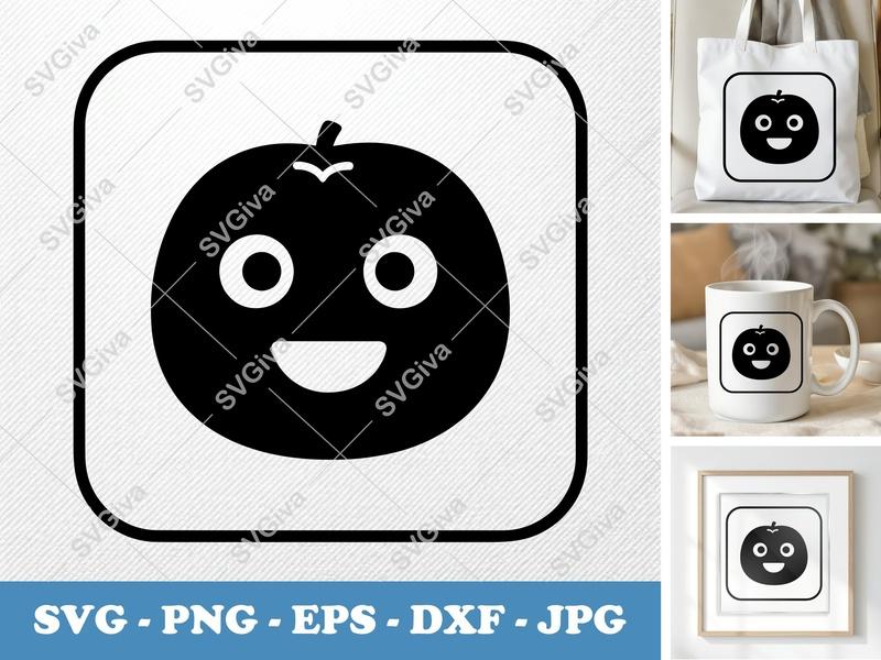 Tangerine with Smiling Face SVG | Puffy Soft Shapes | PNG DXF EPS | Cricut Silhouette Cut File