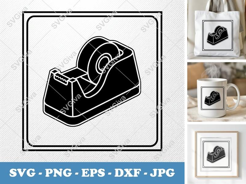 Tape Dispenser SVG | Modern Clean Design, Desk Supply Icon, PNG EPS DXF | Cricut Silhouette Cut File