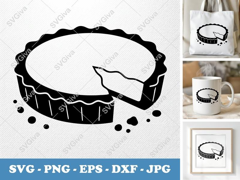 Tart Partially Eaten SVG | Puffy Pillow-Soft Pie Slice Cut File | PNG DXF EPS | Cricut Silhouette Baking Dessert