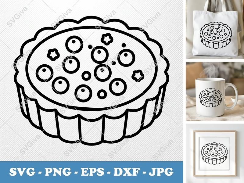 Tart SVG | Dessert Pie Cut File, Modern Bakery Clipart | PNG EPS DXF for Cricut, Silhouette | Sweet Treat Design