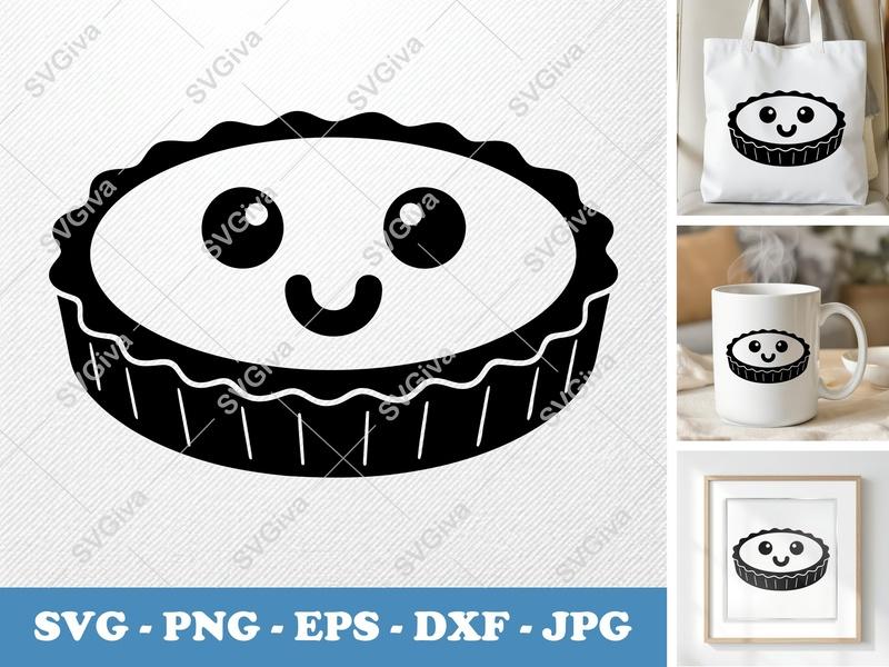 Tart with Smiling Face SVG | Puffy Pillow Soft Shapes | PNG, DXF, EPS | Cricut & Silhouette File