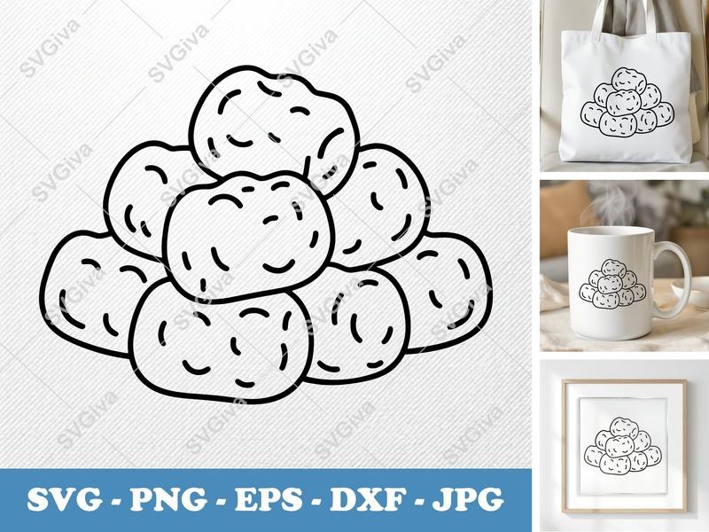 Tater Tots Fresh SVG, Puffy Pillow-Soft Shapes, PNG DXF EPS | Cricut Silhouette File
