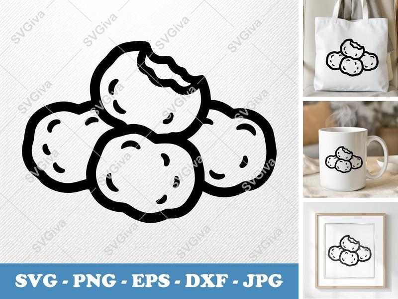 Tater Tots Partially Eaten SVG | Friendly Bean-Shaped Cut File | PNG DXF EPS for Cricut Silhouette