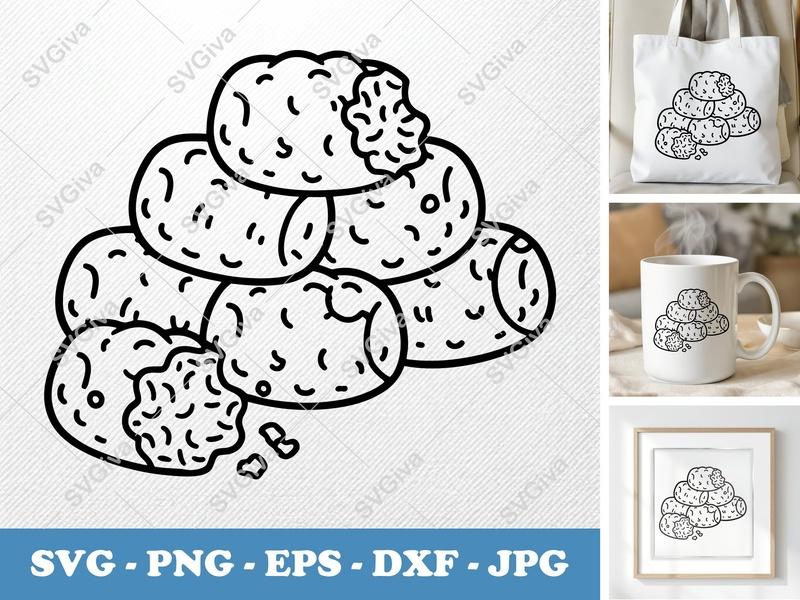Tater Tots SVG Cut File | Modern Food Clipart PNG EPS DXF for Cricut & Silhouette, Kitchen Design, Snack Lover