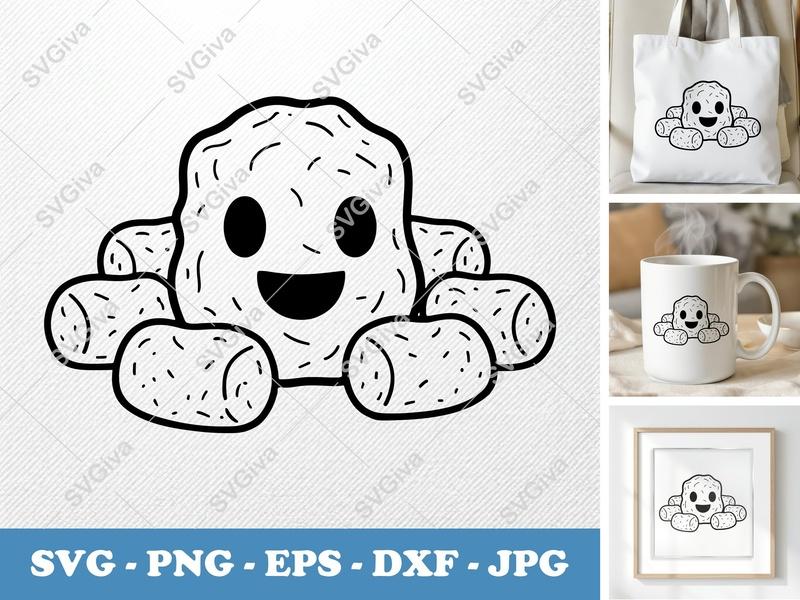 Tater Tots SVG, Cute Happy Food Clipart, Fries Snack PNG EPS DXF | Cricut Silhouette File