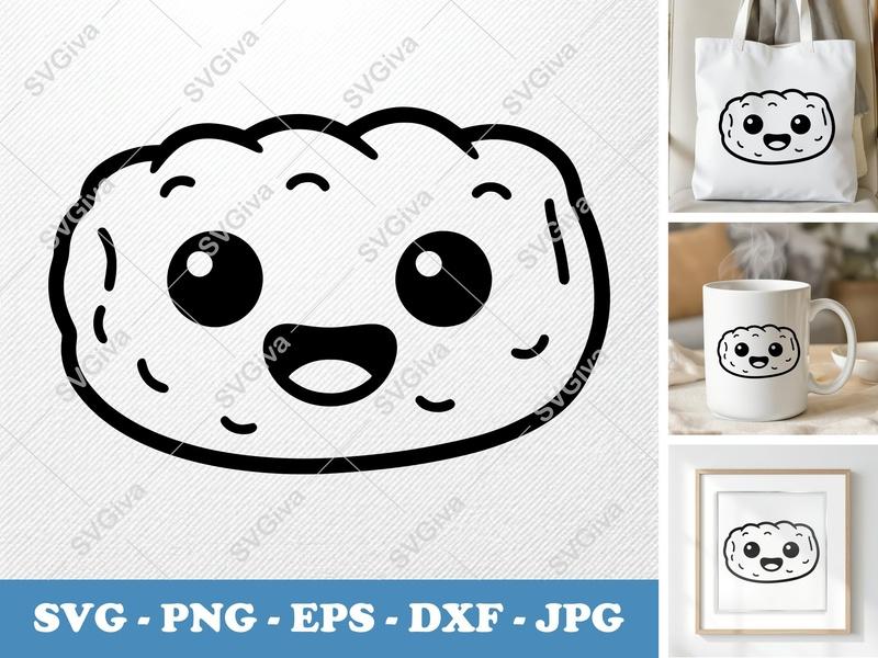 Tater Tots SVG, Cute Kawaii Food PNG, EPS, DXF | Modern Cartoon Cut File for Cricut & Silhouette, Happy Fry Vector