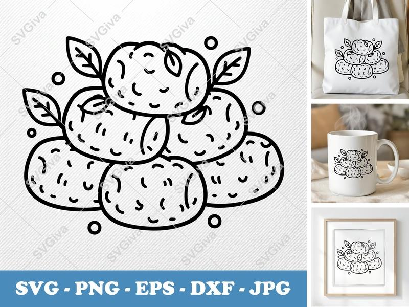 Tater Tots SVG, Modern Clean Food Cut File, Outline Design, Leaves, SVG | PNG | EPS | DXF for Cricut & Silhouette