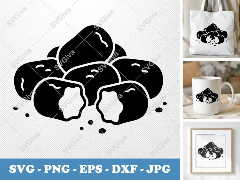 Tater Tots SVG | Modern Food Clip Art, Cut Open Tater, SVG, PNG, EPS, DXF for Cricut & Silhouette, Kitchen Decor