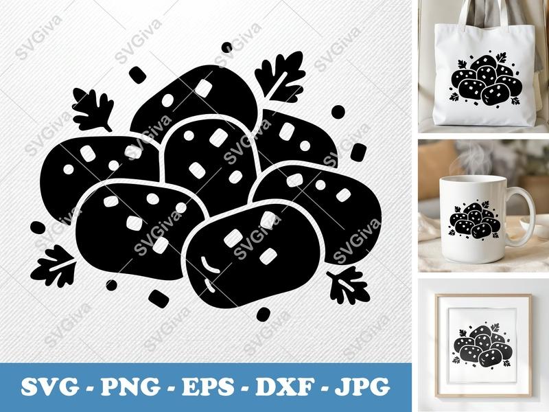 Tater Tots SVG | Modern Food Graphic, Parsley Garnish | PNG EPS DXF for Cricut & Silhouette, Kitchen Decor Cut File