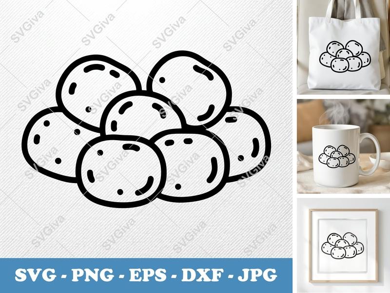 Tater Tots SVG, Outline Icon, Simple Food Clipart, PNG EPS DXF for Cricut & Silhouette, Kitchen Decor, Fast Food Design