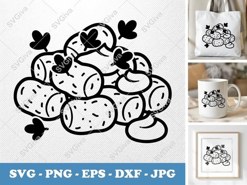 Tater Tots with Garnish SVG | Puffy Pillow-Soft Forms | PNG DXF EPS | Cricut Silhouette File