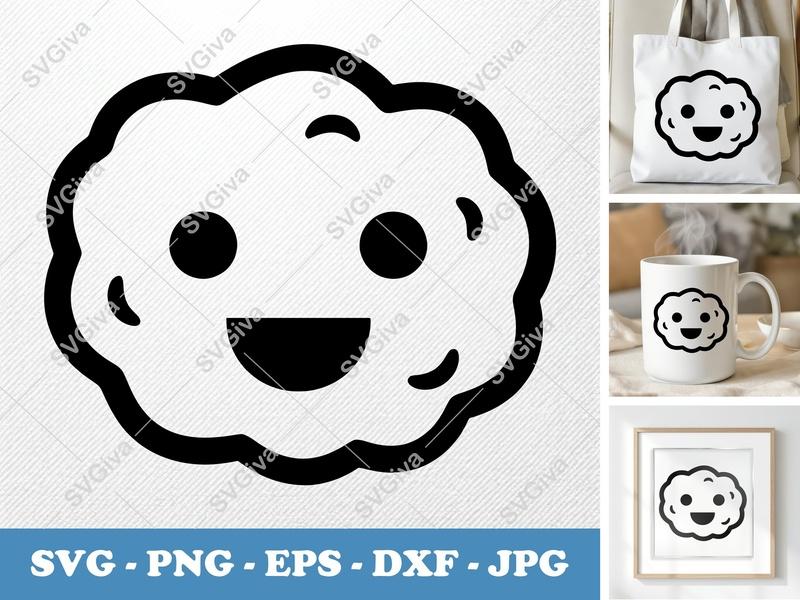 Tater Tots with Smiling Face SVG | Friendly Bean-Shaped Design | PNG DXF EPS | Cricut Silhouette File