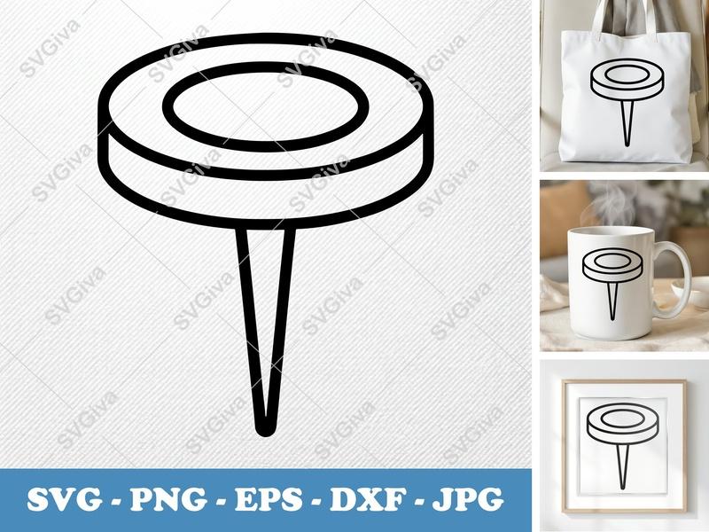 Thumbtacks classic svg icon | Outline Pin SVG, PNG, EPS, DXF | Simple Pushpin Cut File for Cricut, Silhouette | Office Supply Vector