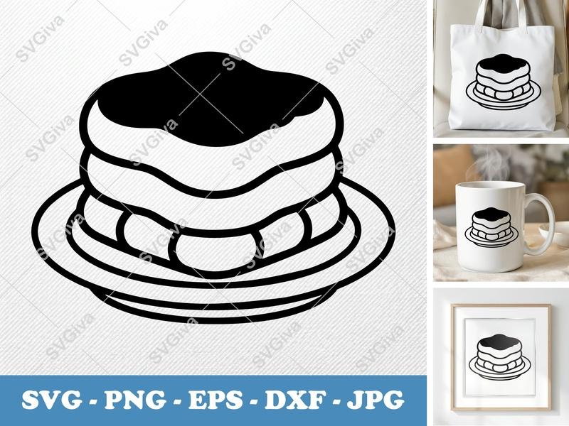 Tiramisu on a Plate SVG | Puffy Soft Shapes | Inflated Pillow-Soft Forms | PNG DXF EPS | Cricut Silhouette File