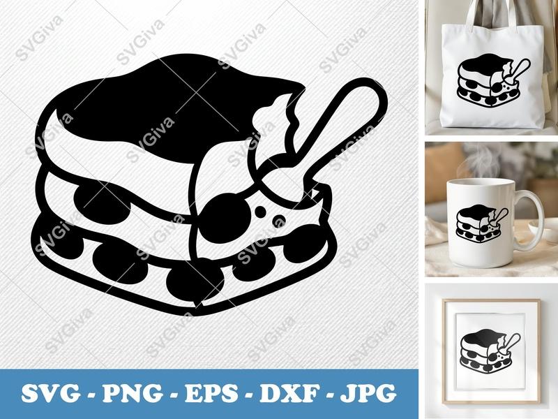 Tiramisu Partially Eaten SVG | Puffy Soft Pillow Forms | PNG DXF EPS | Cricut Silhouette Cut File