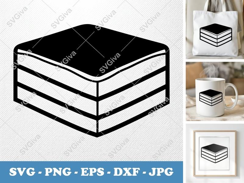 Tiramisu SVG | Modern Dessert Slice | PNG EPS DXF | Cricut Silhouette Cut File | Sweet Treat Clipart | Cake Layered Icon