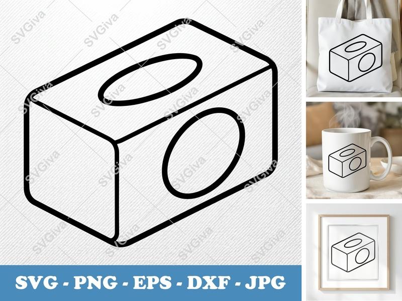 Tissue Box SVG | Modern Clean Design | Outline Icon PNG EPS DXF for Cricut Silhouette Cutting Machines