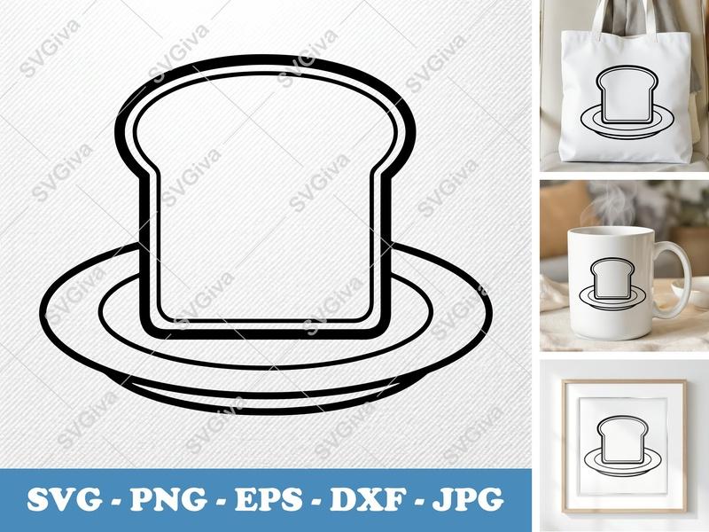 Toast on a Plate SVG PNG DXF EPS | Cricut Silhouette Kitchen Food Cut File