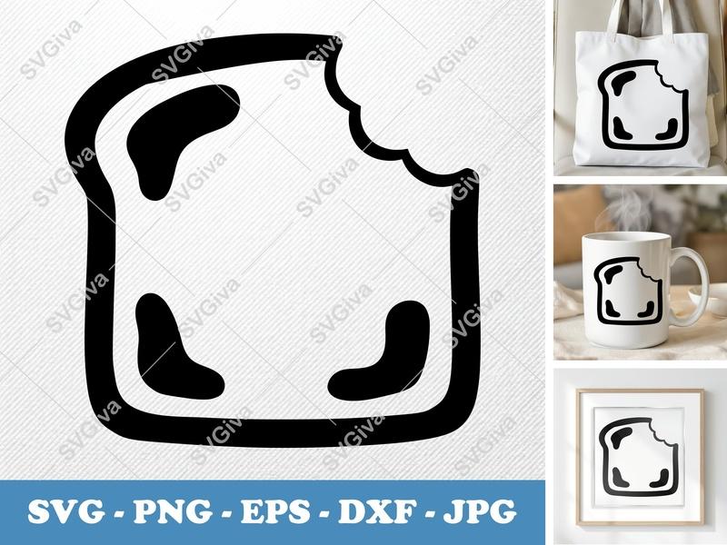 Toast Partially Eaten SVG PNG DXF EPS | Bread Slice Cut File Cricut Silhouette Food