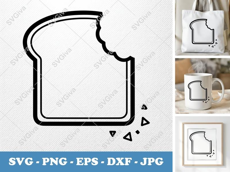 Toast Partially Eaten SVG PNG DXF EPS | Bread Slice Cut File for Cricut Silhouette