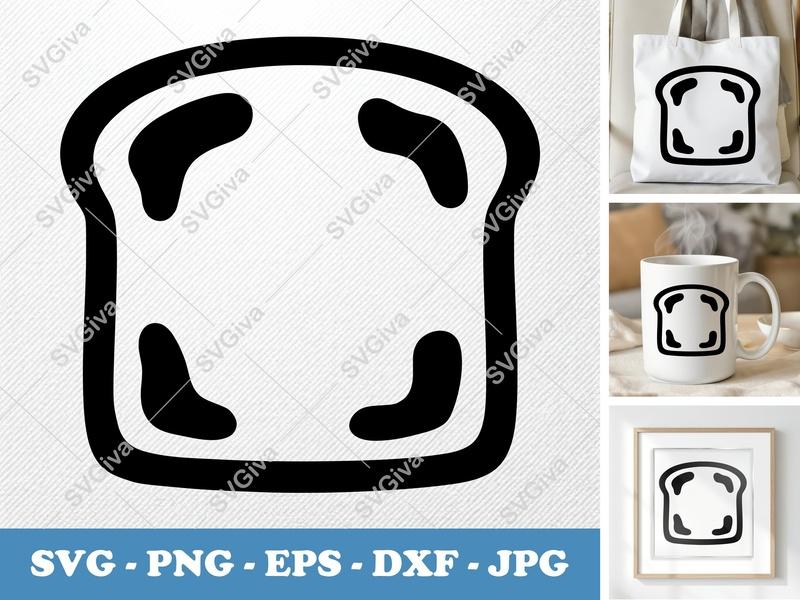 Toast SVG | Bread Slice Cut File PNG DXF EPS Cricut Silhouette Kitchen Food