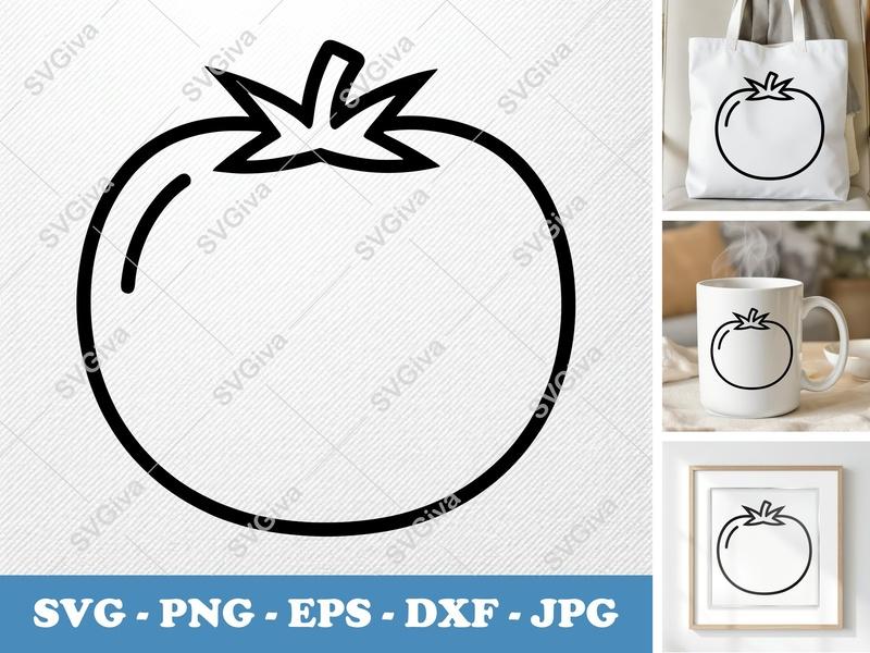 Tomato SVG | Simple Character Minimalist Design | PNG DXF EPS | Cricut Silhouette File