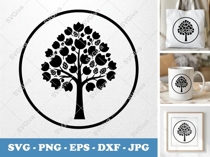 Tulip Tree classic svg icon | Bold Thick Lines, Flat Shapes, Vintage 90s Cartoon | SVG PNG EPS DXF | Cricut Silhouette File