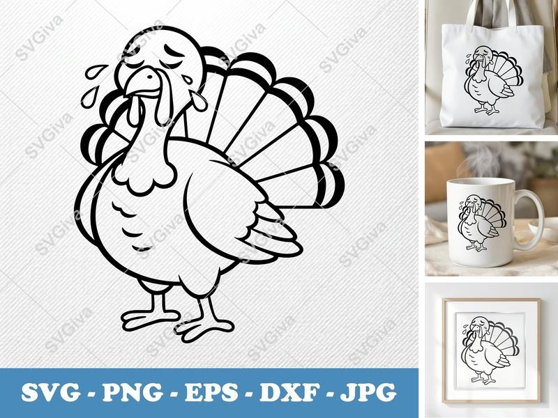 Turkey Crying SVG | Friendly Bean-Shaped Forms PNG DXF EPS | Cricut Silhouette Cut File
