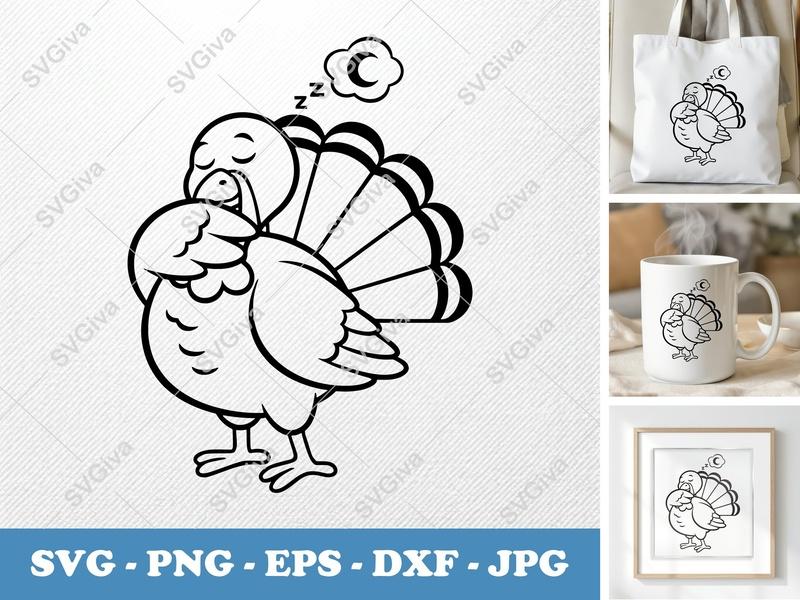 Turkey Sleeping SVG | Friendly Bean-Shaped Forms | PNG DXF EPS for Cricut Silhouette