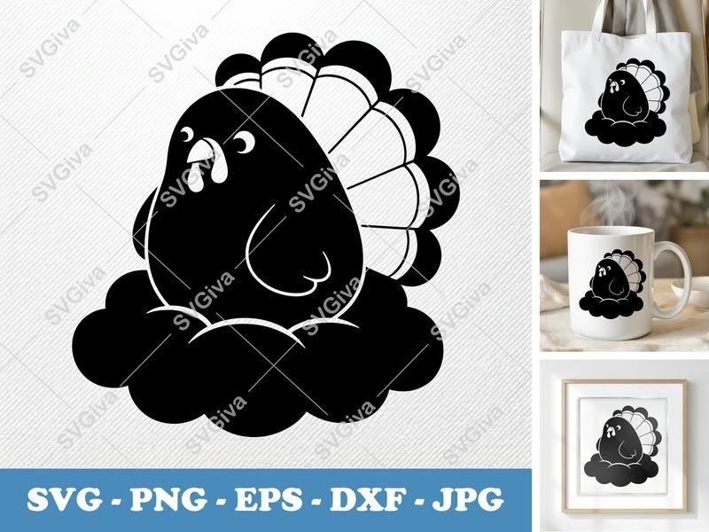 Turkey SVG | Modern Clean Design, Cartoon Style | PNG EPS DXF for Cricut, Silhouette | Thanksgiving Fall Cut File