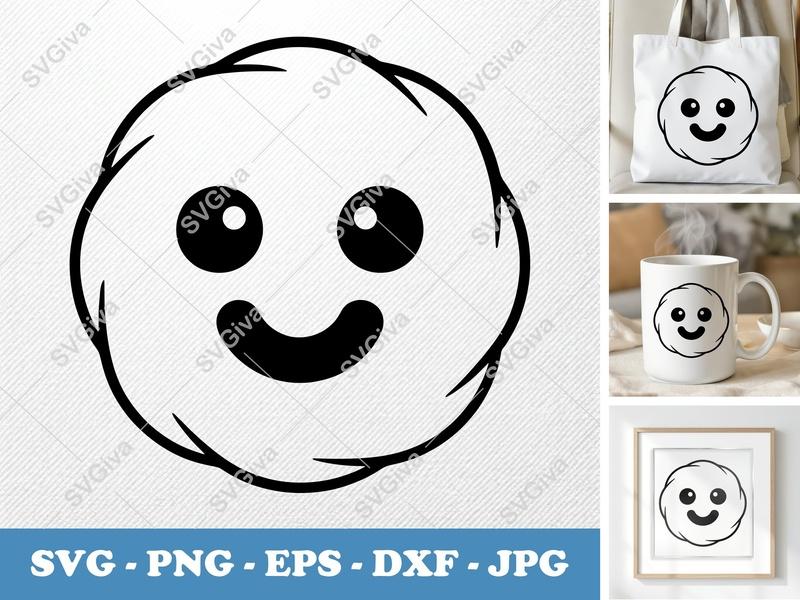 Waffles SVG, Cute Cartoon Face Cut File, Modern Clean Design, PNG EPS DXF for Cricut & Silhouette