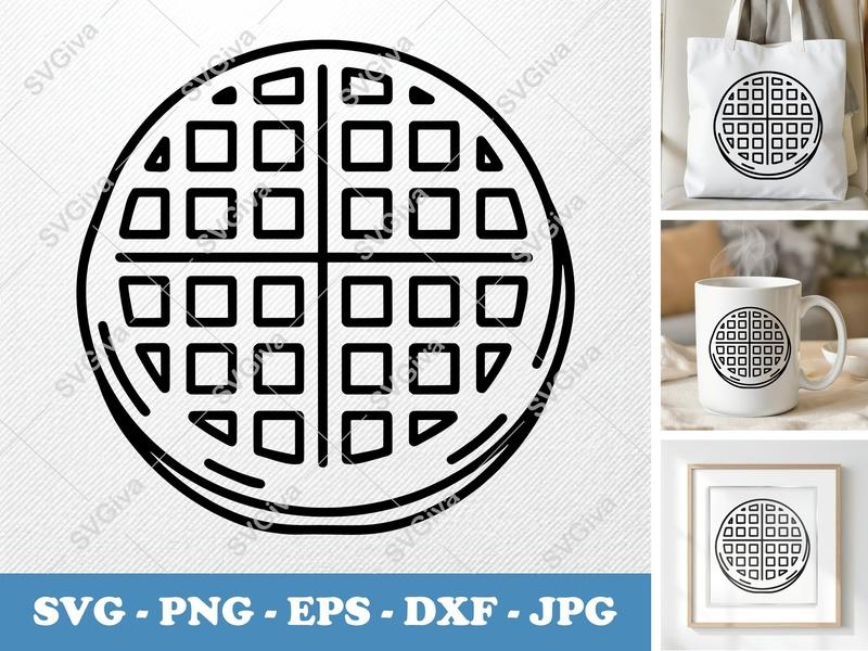 Waffles SVG | Friendly Rounded Bean-Shaped Cut File | PNG DXF EPS | Cricut Silhouette