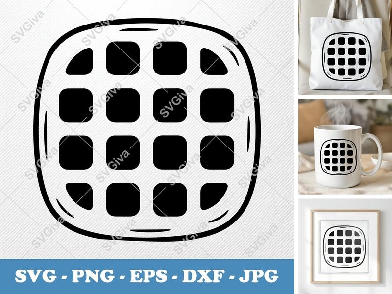 Waffles SVG, Modern Waffle Cut File, Food Clipart PNG EPS DXF for Cricut & Silhouette, Breakfast Vector Design