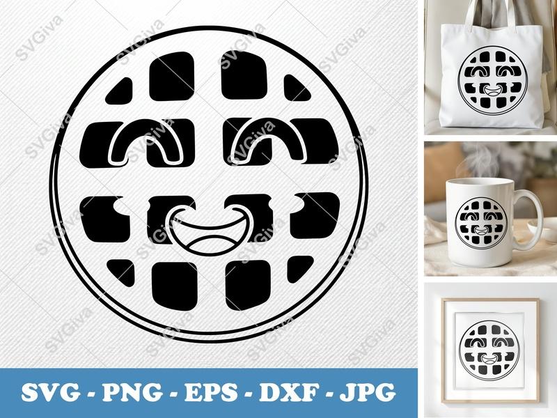 Waffles with Smiling Face SVG | Soft Puffy Pillow-Soft Form | PNG DXF EPS | Cricut Silhouette File