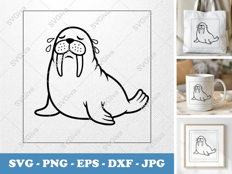 Walrus Crying SVG | PNG DXF EPS Cut File for Cricut Silhouette