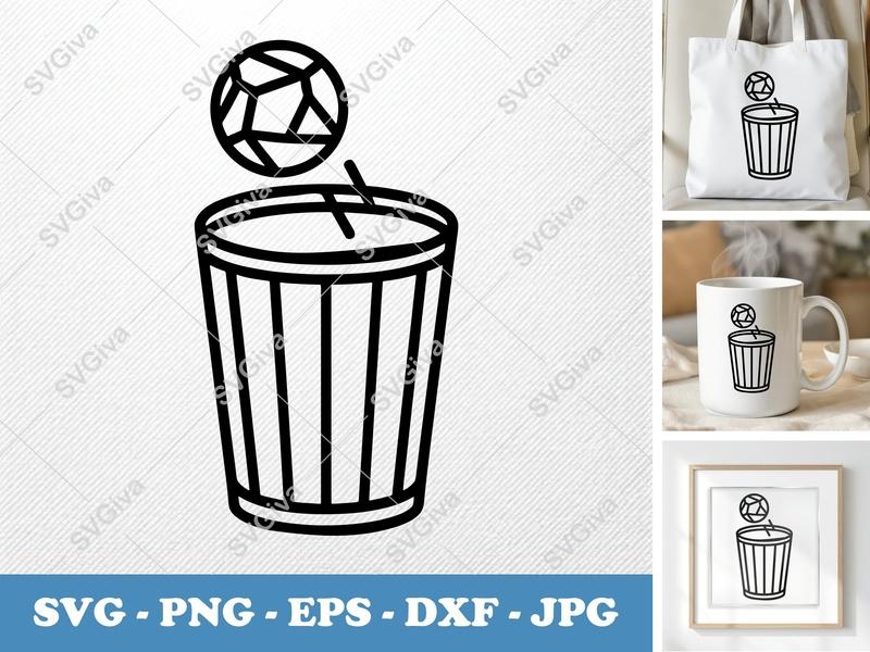 Waste Basket SVG | Modern Clean Design, Paper Toss | PNG EPS DXF for Cricut Silhouette