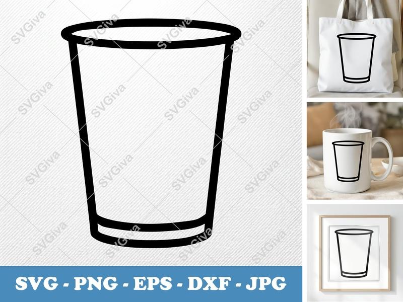 Waste Basket SVG | Modern Clean Design, Simple Trash Can Outline | PNG EPS DXF for Cricut, Silhouette