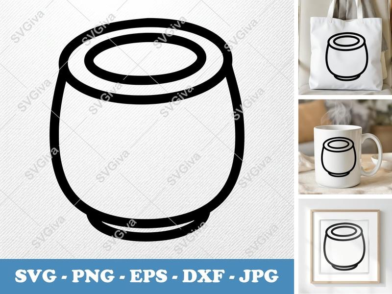 Waste Basket SVG | Modern Trash Bin Outline, Minimalist Design | PNG EPS DXF for Cricut & Silhouette