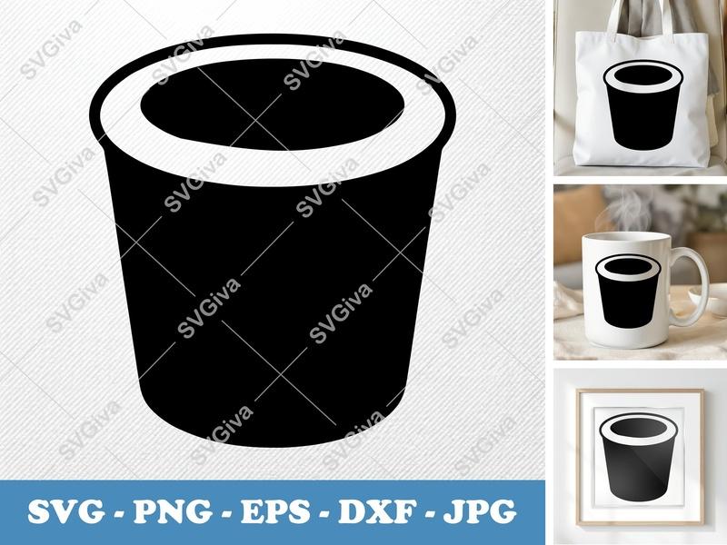 Waste Basket SVG | Modern Trash Can Clip Art | Recycling Bin PNG, EPS, DXF for Cricut, Silhouette, Digital Download