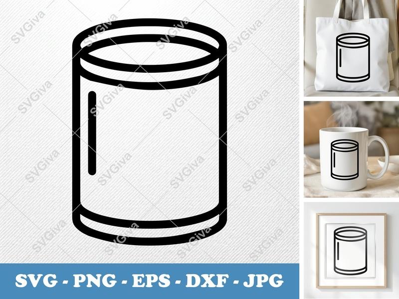 Waste Basket SVG | Modern Trash Can Outline PNG DXF EPS | Cricut Silhouette Cut File, Minimalist Office Decor