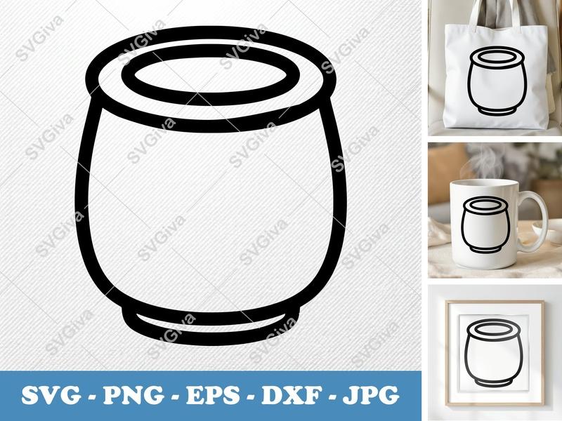 Waste Basket SVG | Modern Trash Can Outline PNG EPS DXF | Cricut Silhouette Cut File, Minimalist Garbage Bin