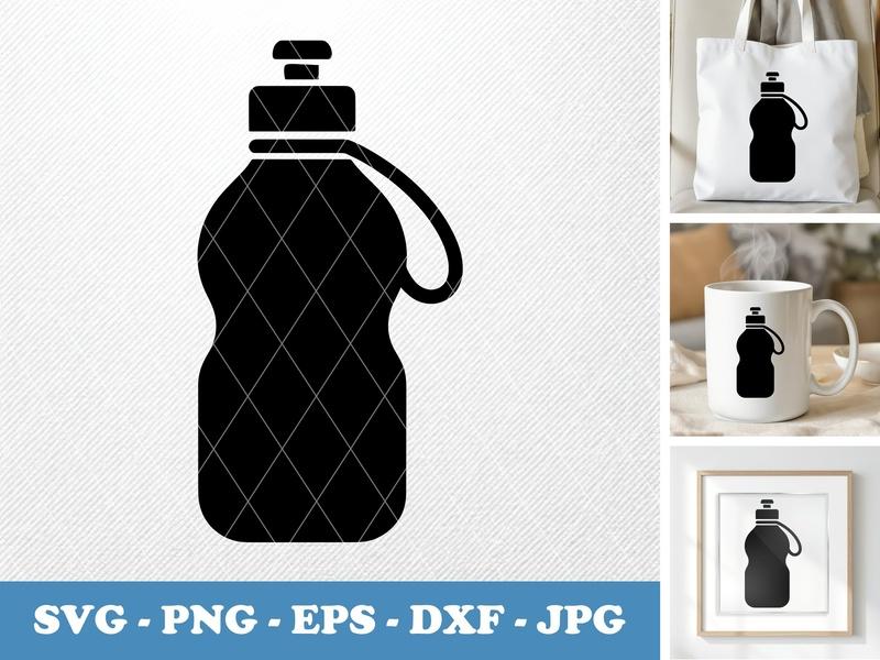 Water Bottle in side view profile SVG Puffy Shape Icon, PNG EPS DXF files for Cricut & Silhouette, Water Bottle Clipart