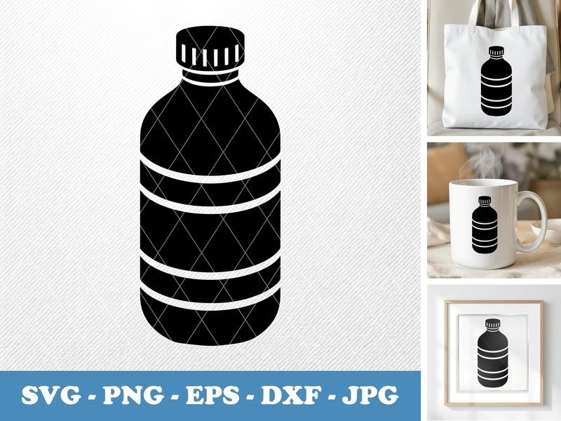 Water Bottle isometric angle SVG, PNG, EPS, DXF | Puffy Soft Shape Icon Cut File for Cricut & Silhouette