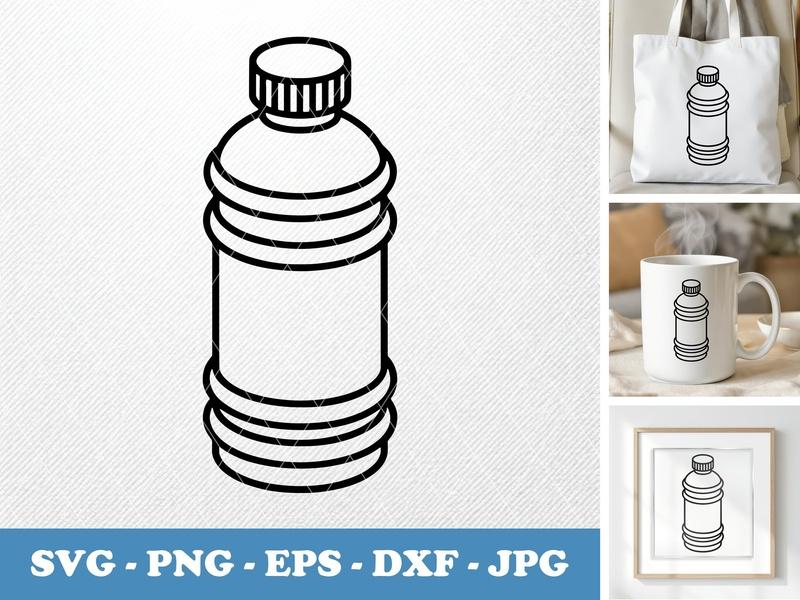 Water Bottle isometric angle SVG | Water Bottle Outline Cut File | PNG EPS DXF | Cricut Silhouette Hydration Icon