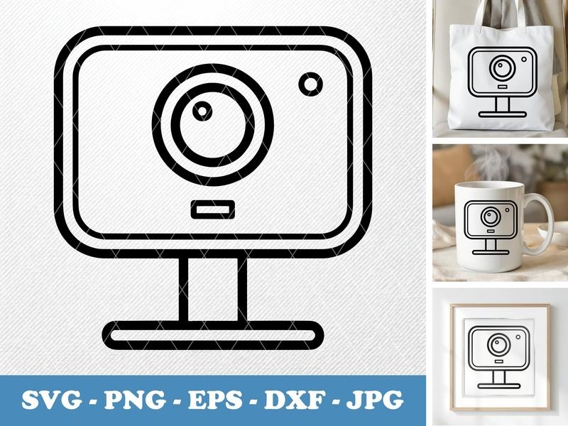 Webcam classic svg icon | Double Outline | Modern Office Icon | SVG, PNG, EPS, DXF for Cricut & Silhouette