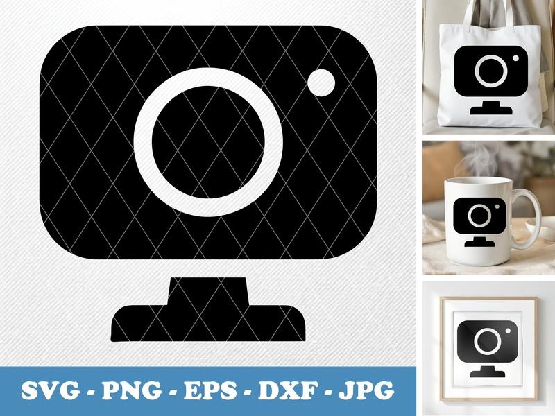 Webcam classic svg icon | Minimal Bold Line | SVG PNG EPS DXF | Cricut Silhouette Cut File | Office Tech Icon