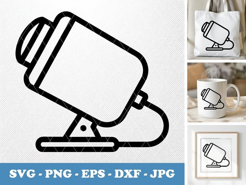 Webcam in side view profile SVG | Clip Art Vector, Minimal Outline, Bold Line Icon PNG DXF EPS for Cricut Silhouette