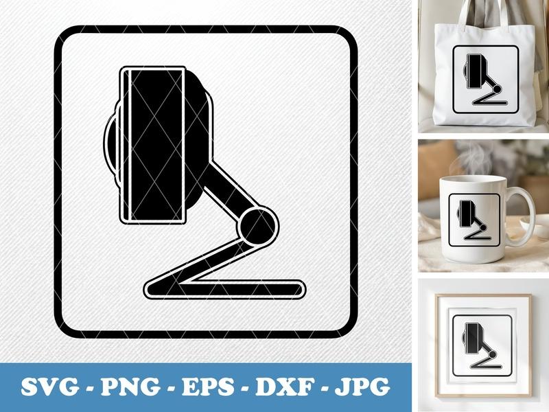 Webcam in side view profile SVG, Solid Black, White Contour, Crisp Edges | PNG EPS DXF for Cricut & Silhouette