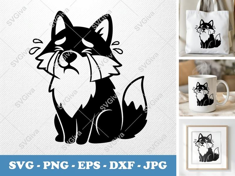 Wolf Crying SVG | Soft Puffy Shapes Cut File | PNG DXF EPS | Cricut Silhouette Design